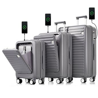 Merax Luggage Sets 3 pc Front Opening Design Airline Certified Carry On Luggage Set