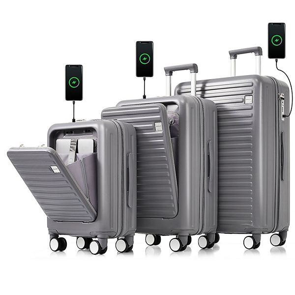 Merax Luggage Sets 3 Piece, Front Opening Design Airline Certified