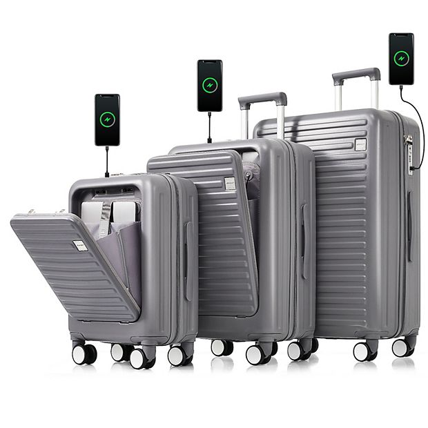 Merax Luggage Sets 3 Piece, Front Opening Design Airline Certified