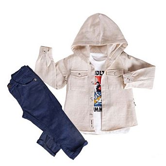Little Boys' Comfortable And Stylish Hoodie Jacket, Pants And T-shirt 3 pc Set
