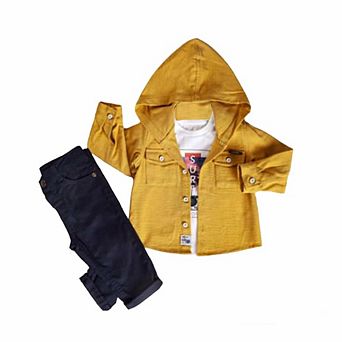 Little Boys' Comfortable And Stylish Hoodie Jacket, Pants And T-shirt 3 pc Set