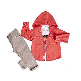 Little Boys' Comfortable And Stylish Hoodie Jacket, Pants And T-shirt 3 pc Set
