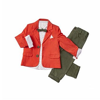 Little Boy's Colorful Suit Jacket, Pants And Button-up Shirt 3 pc Set