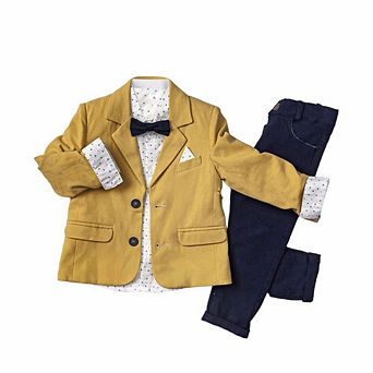 Little Boy's Colorful Suit Jacket, Pants And Button-up Shirt 3 pc Set