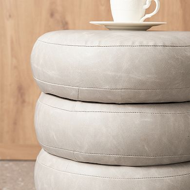 Glitzhome Modern Storage Ottoman Pu Leather Accent Stool