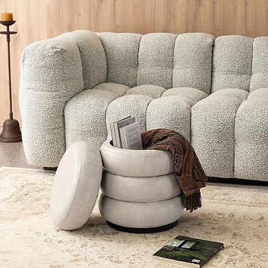 Glitzhome Modern Storage Ottoman Pu Leather Accent Stool