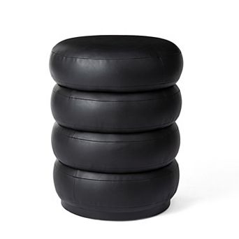 Glitzhome Modern Storage Ottoman Pu Leather Accent Stool