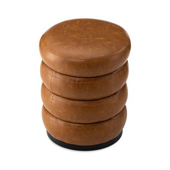 Glitzhome Modern Storage Ottoman Pu Leather Accent Stool