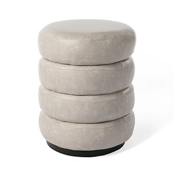 Glitzhome Modern Storage Ottoman Pu Leather Accent Stool