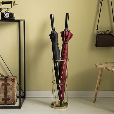 Gold Round Vertical Design Umbrella Holder Stand for with Drip Water Tray