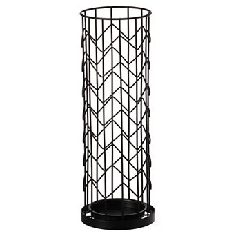 Black Round Horizontal Design Umbrella Holder Stand with Drip Water Tray