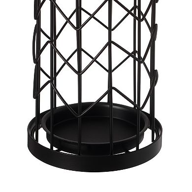 Black Round Horizontal Design Umbrella Holder Stand with Drip Water Tray