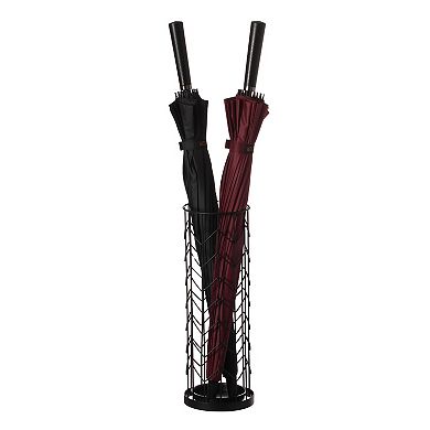 Black Round Horizontal Design Umbrella Holder Stand with Drip Water Tray