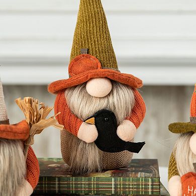 Glitzhome Set Of 3 Fall Fabric Gnome Doll Elf Standing Table Decor, 13”h