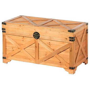 Barn Design Large Decorative Farmhouse Wooden Storage Trunk Chest