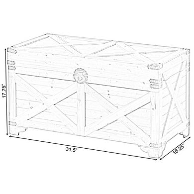 Barn Design Large Decorative Farmhouse Wooden Storage Trunk Chest