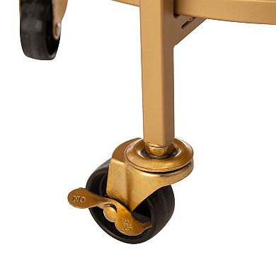 Glitzhome Oval Bar Cart With 4 Wheels 2-tier