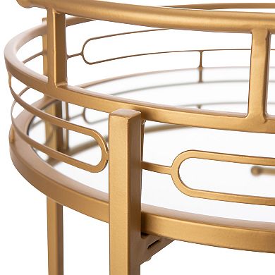 Glitzhome Oval Bar Cart With 4 Wheels 2-tier