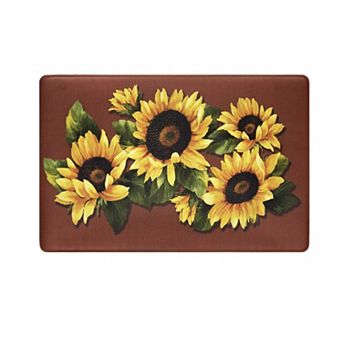 Kate Aurora Anti Fatigue Memory Foam 18" X 30" Black Eyed Susan Floral Kitchen Floor Mat