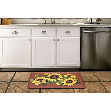 Kate Aurora Anti Fatigue Memory Foam 18" X 30" Black Eyed Susan Floral Kitchen Floor Mat