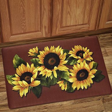 Kate Aurora Anti Fatigue Memory Foam 18" X 30" Black Eyed Susan Floral Kitchen Floor Mat