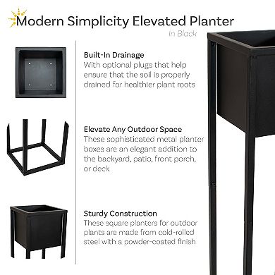 Sunnydaze Modern Simplicity Outdoor Elevated Planter - Brown - 2-Pack