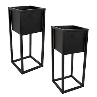 Sunnydaze Modern Simplicity Outdoor Elevated Planter - 2-Pack
