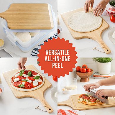 Chef Pomodoro 2-in-1 Pizza Peel - Cutting & Serving Board