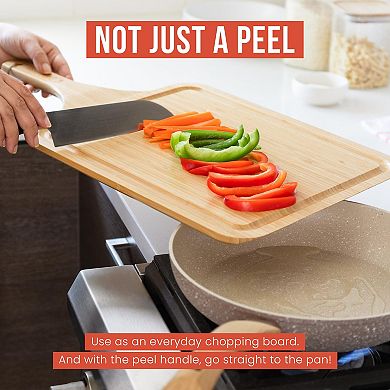 Chef Pomodoro 2-in-1 Pizza Peel - Cutting & Serving Board