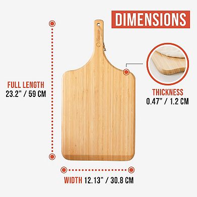 Chef Pomodoro 2-in-1 Pizza Peel - Cutting & Serving Board