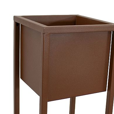 Sunnydaze Modern Simplicity Square Planters - 19.75" H and 27" H