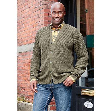 KingSize Men's Big & Tall Shaker Knit V-Neck Cardigan Sweater