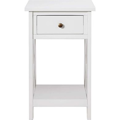 Ehemco X-side Rathe Nightstand End Table Side Table With Drawer And Storage Shelf