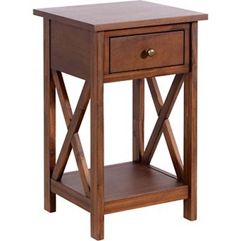Ehemco X-side Rathe Nightstand End Table Side Table With Drawer And Storage Shelf