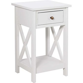 Ehemco X-side Rathe Nightstand End Table Side Table With Drawer And Storage Shelf