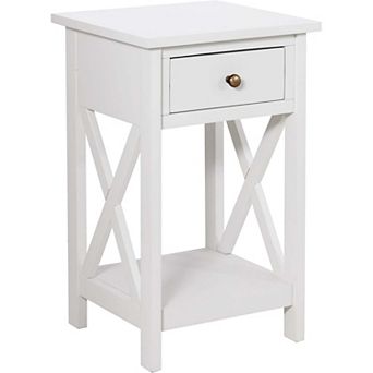 Ehemco X-side Rathe Nightstand End Table Side Table With Drawer And Storage Shelf