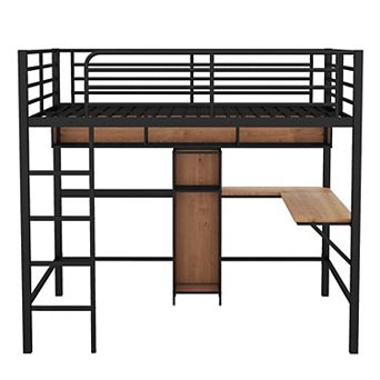 Merax Bunk Bed With L -shaped Desk And Shelves