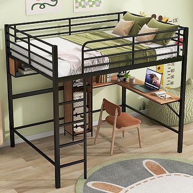Merax Bunk Bed With L -shaped Desk And Shelves