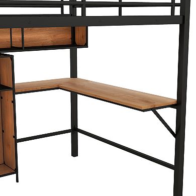 Merax Bunk Bed With L -shaped Desk And Shelves