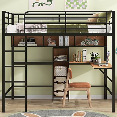 Merax Bunk Bed With L -shaped Desk And Shelves