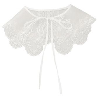 Detachable Fake Collar Semi-sheer Embroidery Mini Cape Ruff Dickey Collar For Women Blouse