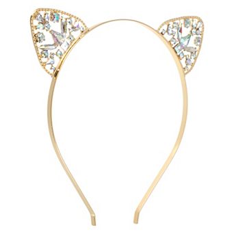 1 pc Elegant Faux Diamond Cat Ears Headband For Women Girls
