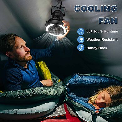 2 In 1 Camping Lights With Fan For Outdoor Hiking