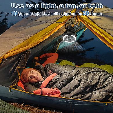 2 In 1 Camping Lights With Fan For Outdoor Hiking