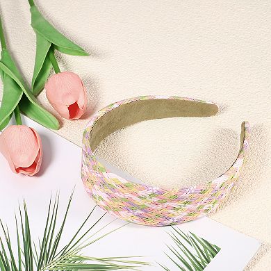 1 Pcs Elegant Flat Raffia Straw Headband For Women