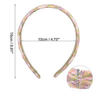 1 Pcs Elegant Flat Raffia Straw Headband For Women
