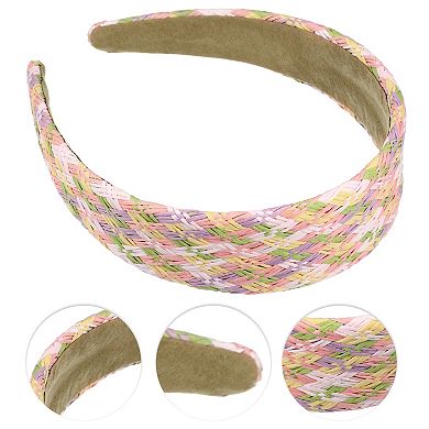 1 Pcs Elegant Flat Raffia Straw Headband For Women