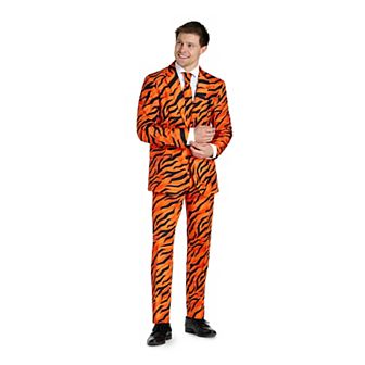 Men's Suitmeister Slim-Fit Tiger Orange Suit & Tie Set
