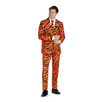 Men's Suitmeister Slim-Fit Tiger Orange Suit & Tie Set