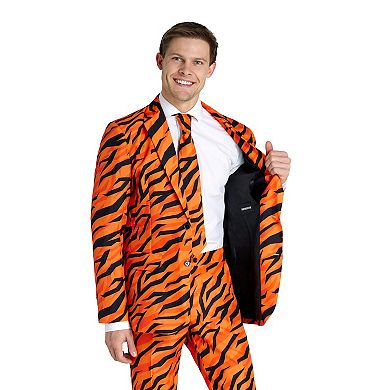 Men's Suitmeister Slim-Fit Tiger Orange Suit & Tie Set